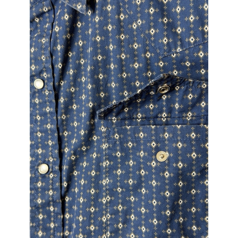 Ely Cattleman Mens Blue Geometric Pearl Snap Western Shirt Short Sleeve XXL 2XL - Picture 11 of 14